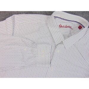 Robert Graham Shirt Mens XL White Purple Stripe Dress Modern Designer